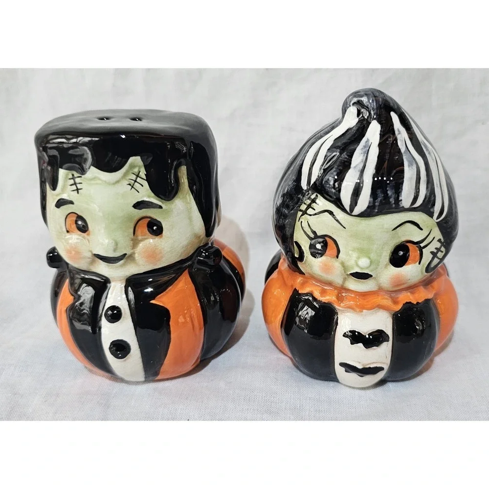 Johanna Parker Frankenstein Couple ~ Salt & Pepper Set Halloween Cute